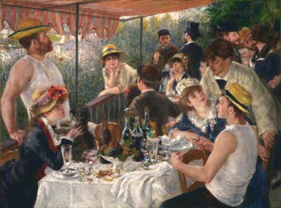 Renoir's Luncheon of the Boating Party depicts six simultaneous conversations in a small outdoor restaurant